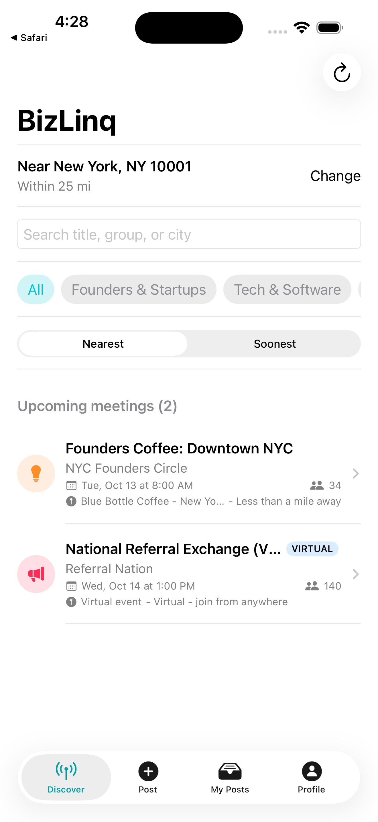 Discover meetings near you